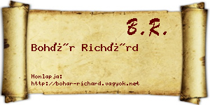 Bohár Richárd névjegykártya